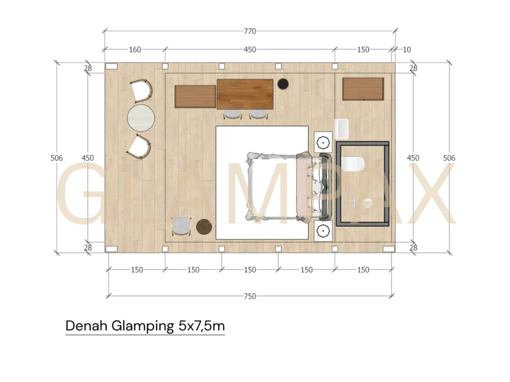 tenda glamping arcus glampax 5x7.5m