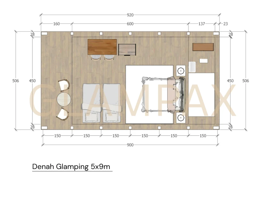 tenda glamping arcus glampax 5x9m